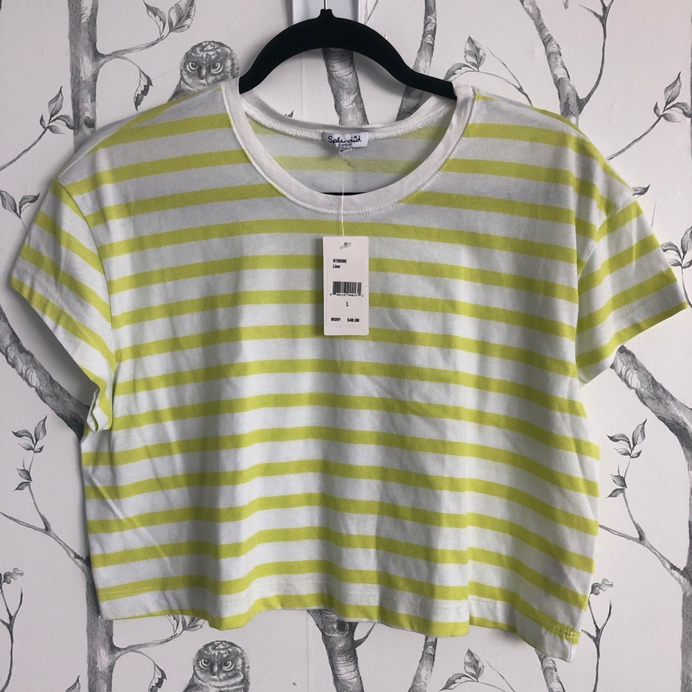 Splendid Cass Striped Cropped Tee Shirt - Large